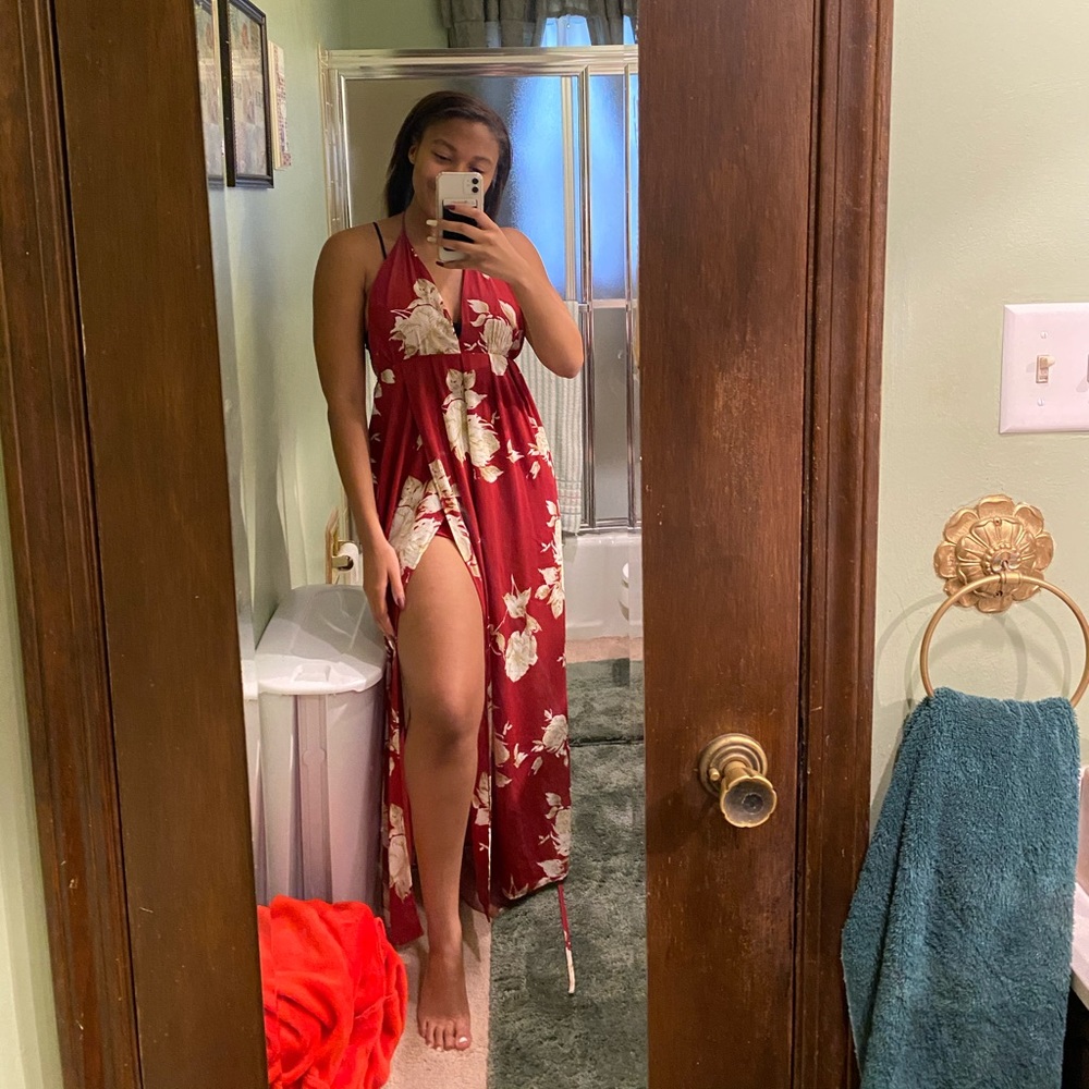 Floral Red Maxi Dress